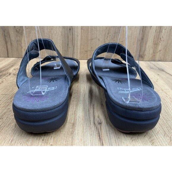 Dansko Leather Wedge Sandals Size 42 Euro 10.5 US Black Double Strap Adjustable - Picture 7 of 16